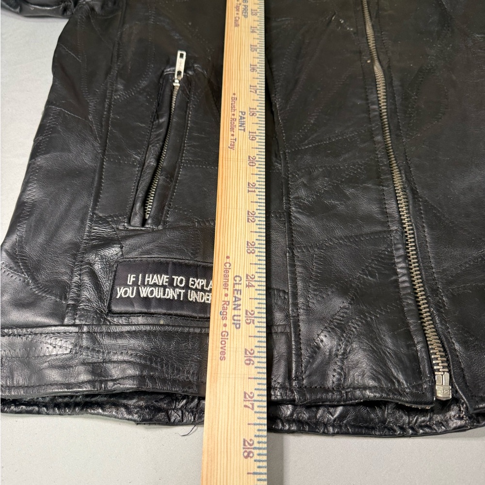 Diamond Plate Buffalo Leather Biker Jacket XL Live To Ride Route 66 Patriotic - Picture 4 of 16